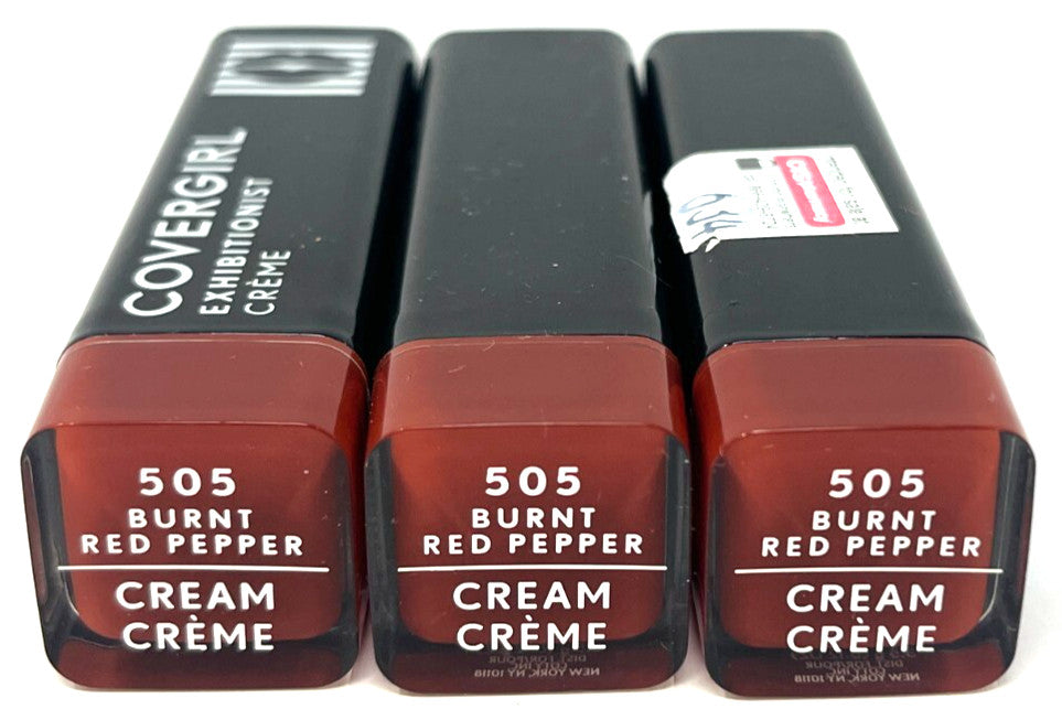 Set of 3 Covergirl Exhibitionist Lipsticks - Burnt Red Pepper 0.12 oz