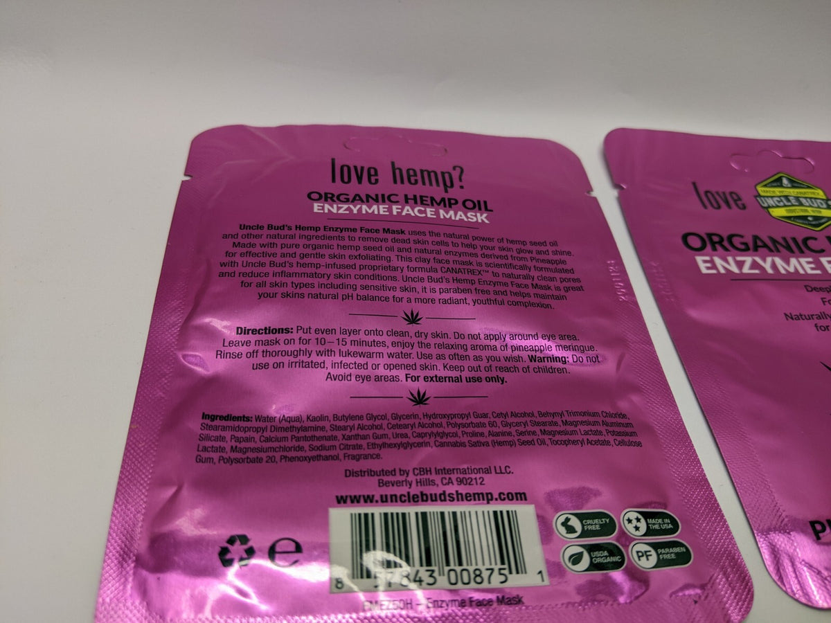 Organic Hemp Enzyme Face Mask – Pineapple Meringue (Lot of 2)