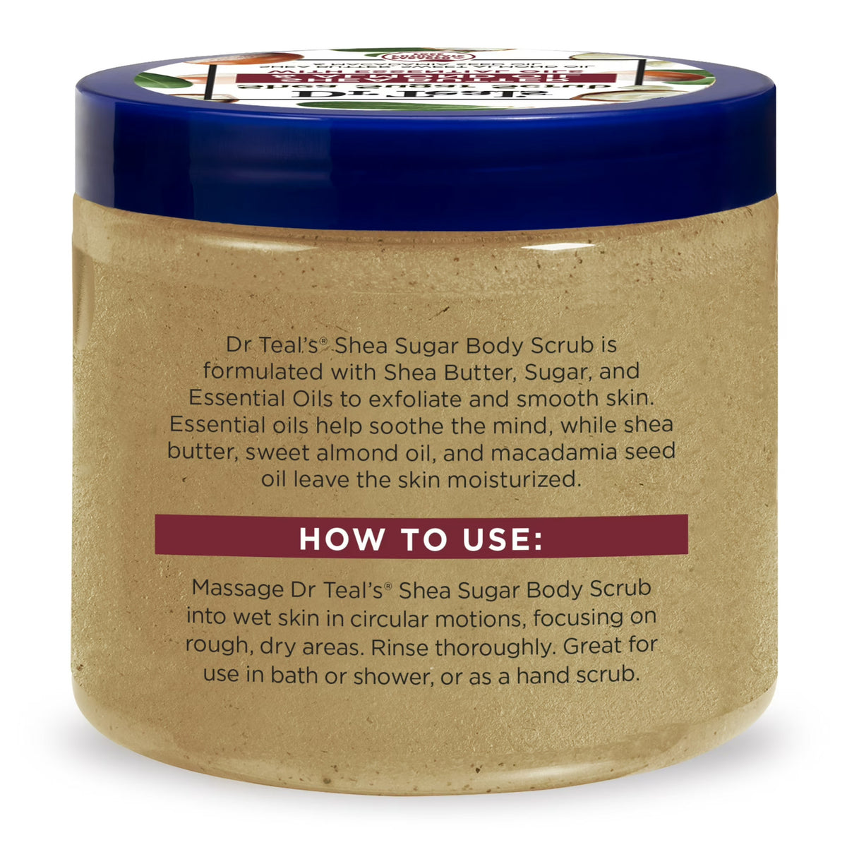 Dr Teal's Shea Sugar Body Scrub Almond Essential Oils, 19 oz - FREE