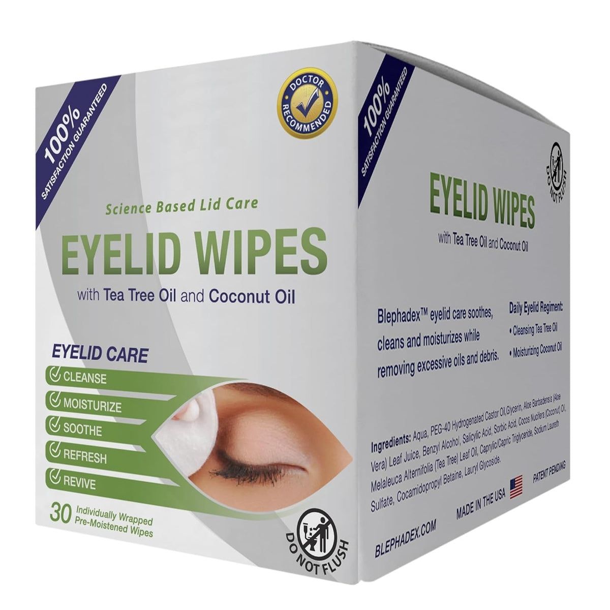 Eyelid Hygiene Wipes - Gentle Cleansing for Eyelids & Lashes, Pack of 3