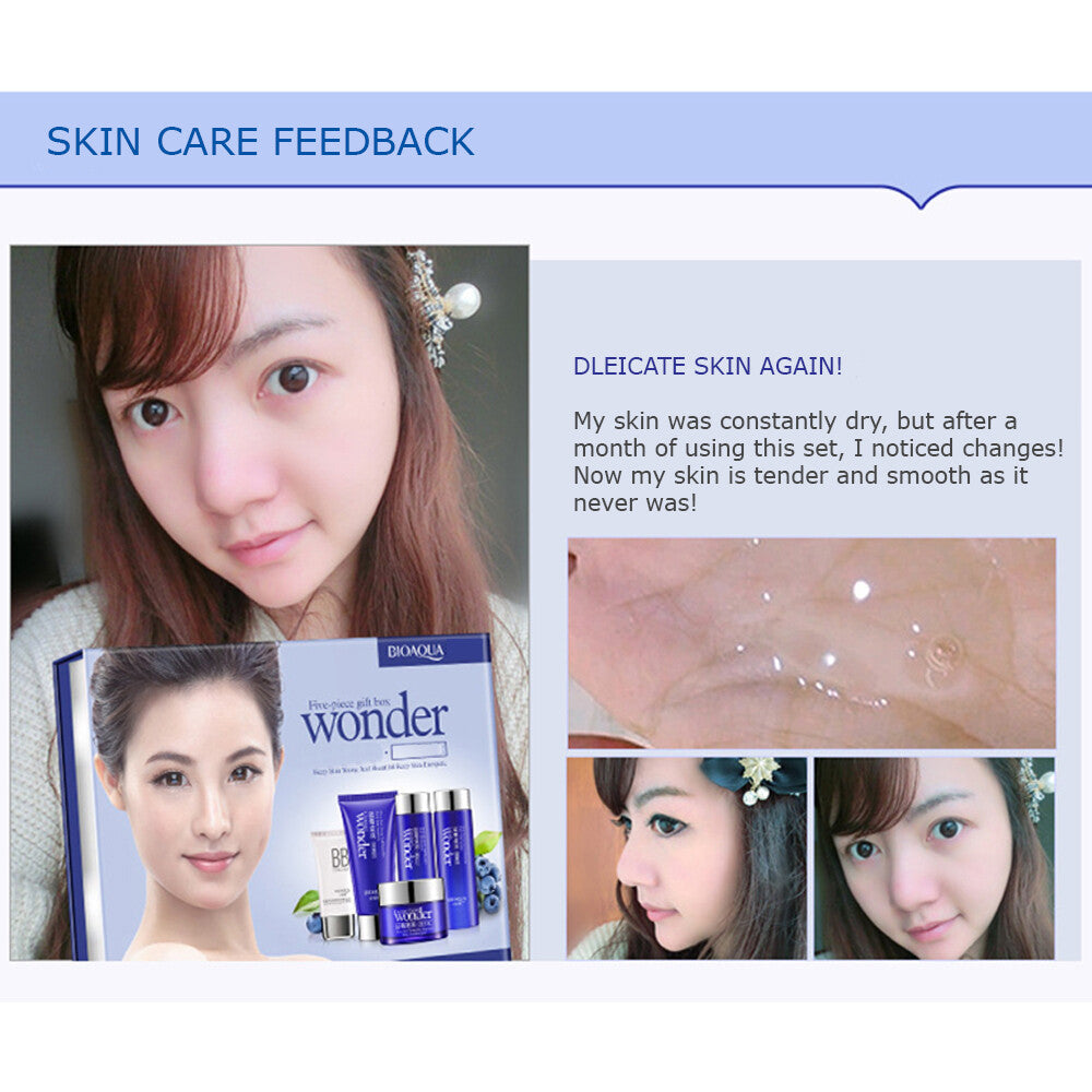 Blueberry Skin Care Set - Facial Cleanser Toner Serum BB Cream Moisturizer