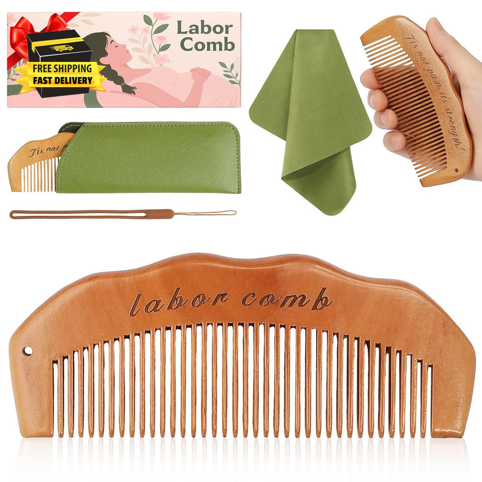 Birth Comb for Labor Pain Relief - Natural Wooden Pregnancy Labor Tool