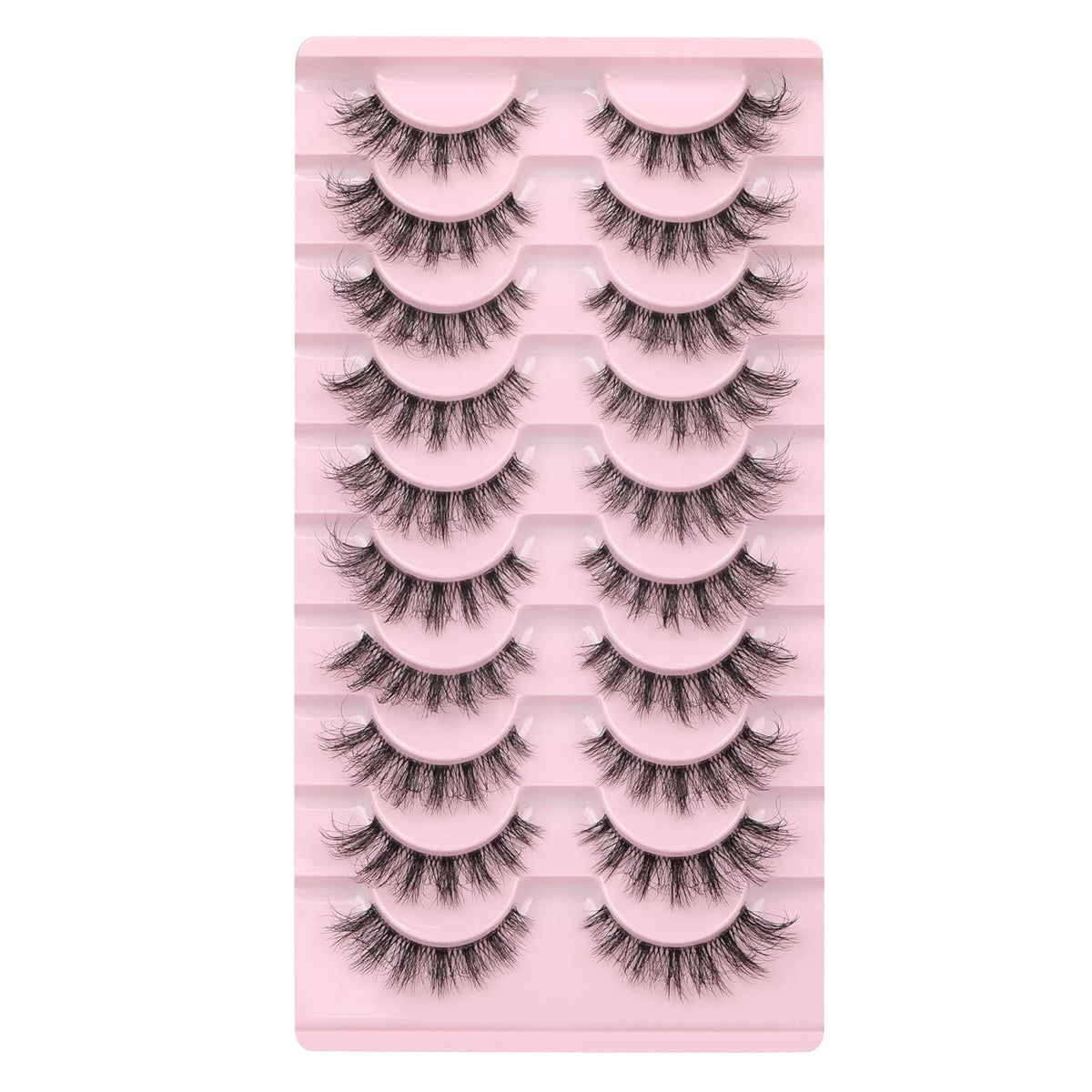 Mink False Eyelashes with Clear Band - 15mm Natural Cat-Eye Look, 10 Pairs