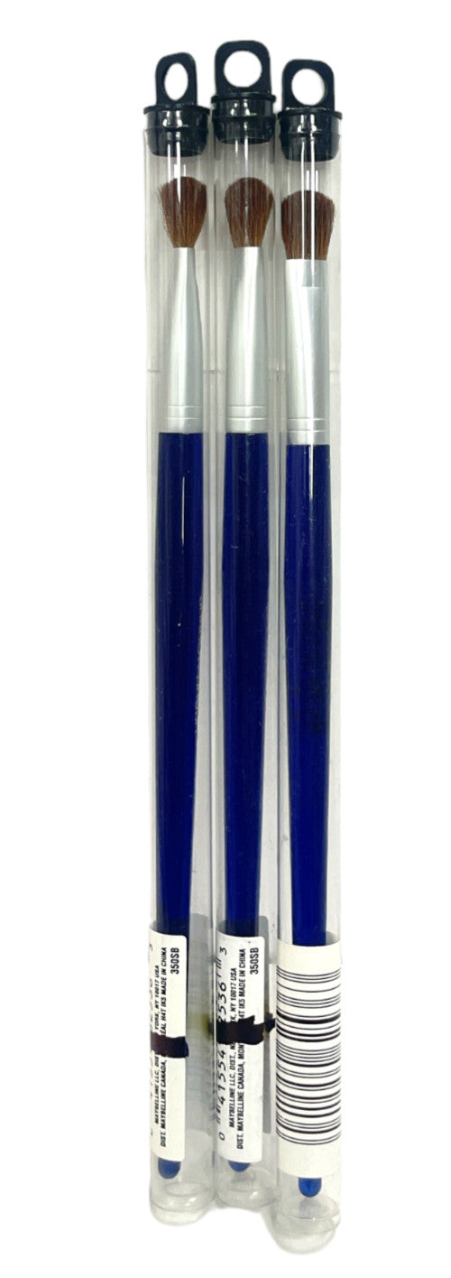 Maybelline Eye Shadow Brush Set – 3 Blue Makeup Brushes for Eyes