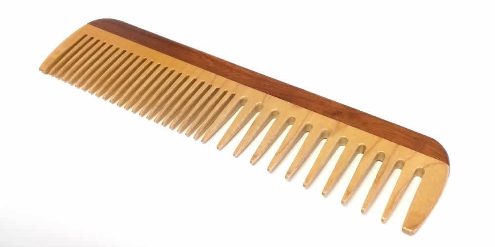 Handmade Wooden Beard Comb 7.25 x 1.75 Inches Two-Tone Natural Wood