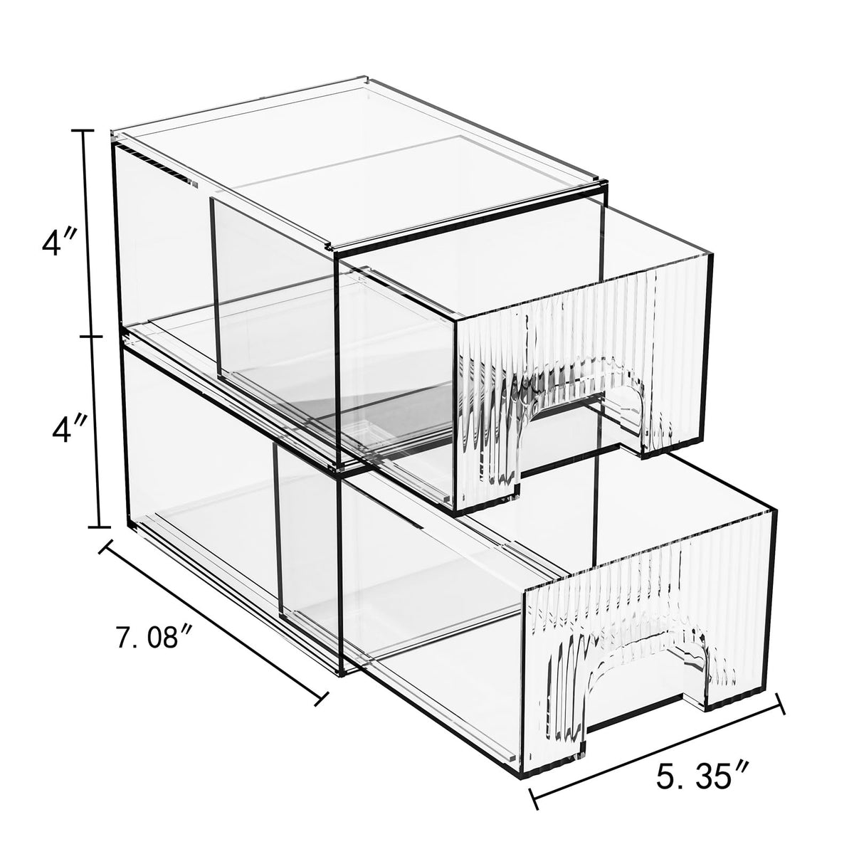 2 Pack Clear Stackable Cosmetic Organizer Acrylic Drawer Storage Bins