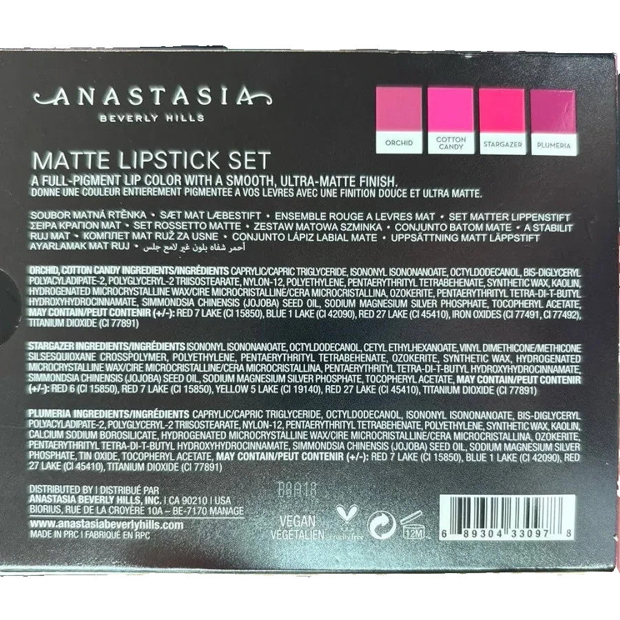Lipstick Set - Matte Lip Colors in Orchid, Cotton Candy, Stargazer & Plum