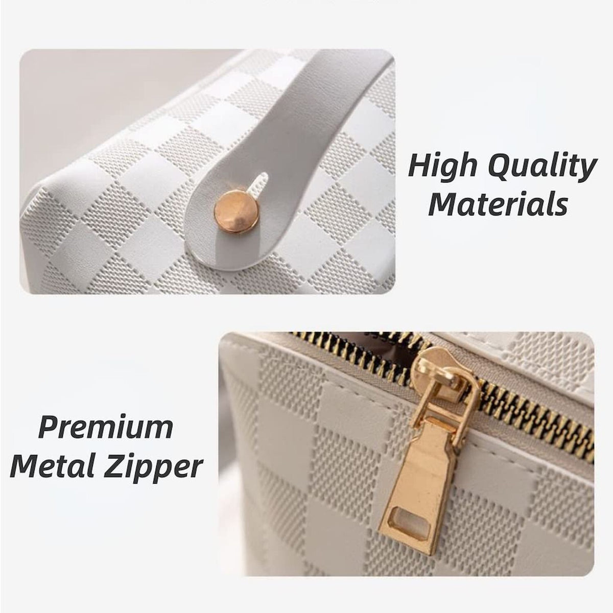 Large Capacity Travel Makeup Bag with Divider & Waterproof PU Leather