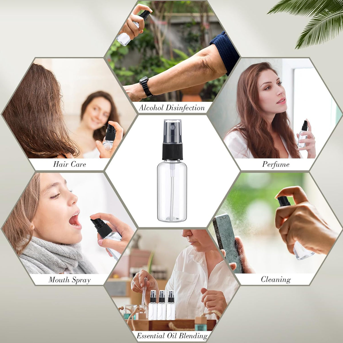 Mini Clear Spray Bottles 1 oz Plastic Travel Atomizers Fine Mist Set