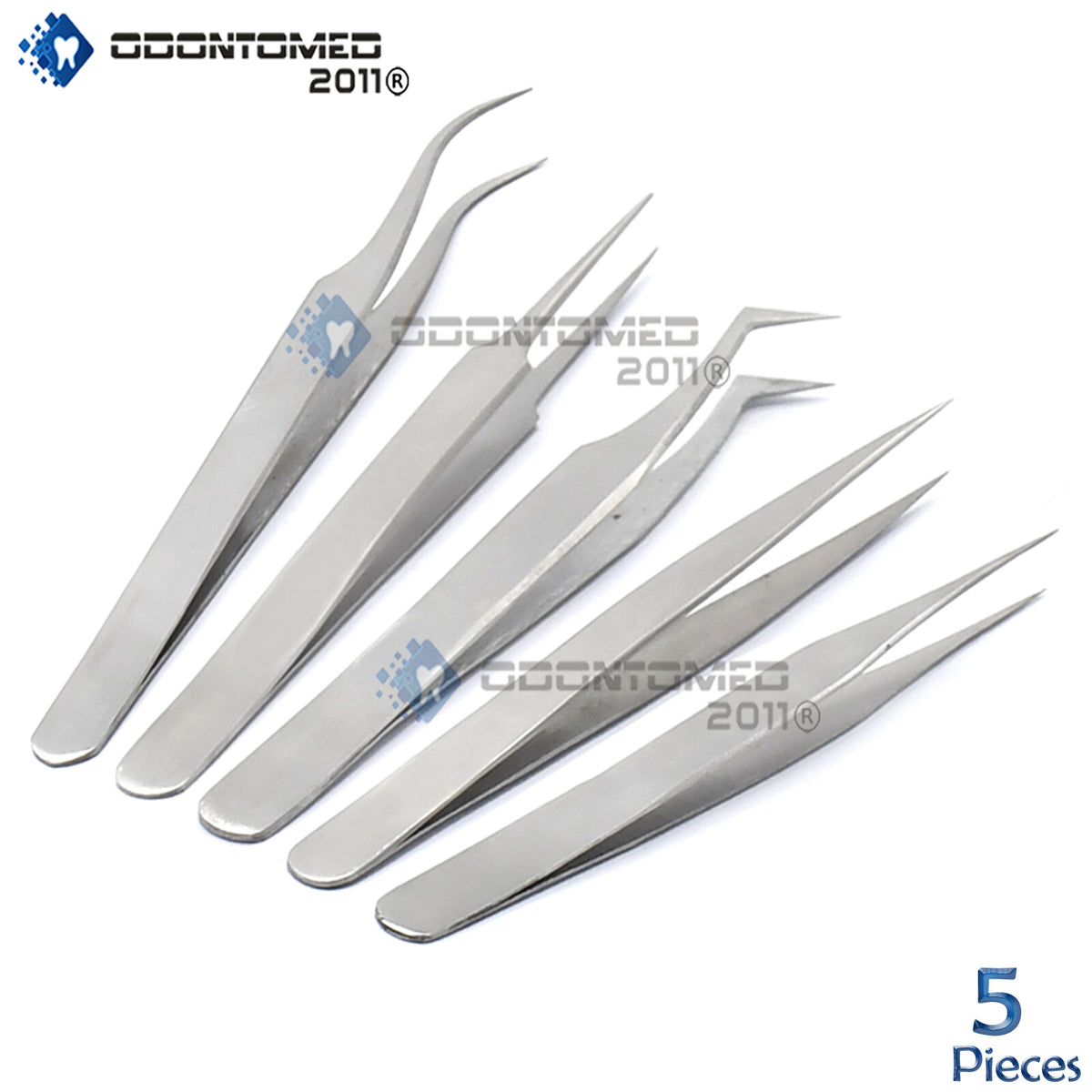 Eyelash Extension Tweezers Set – Straight & Curved 5 Pieces