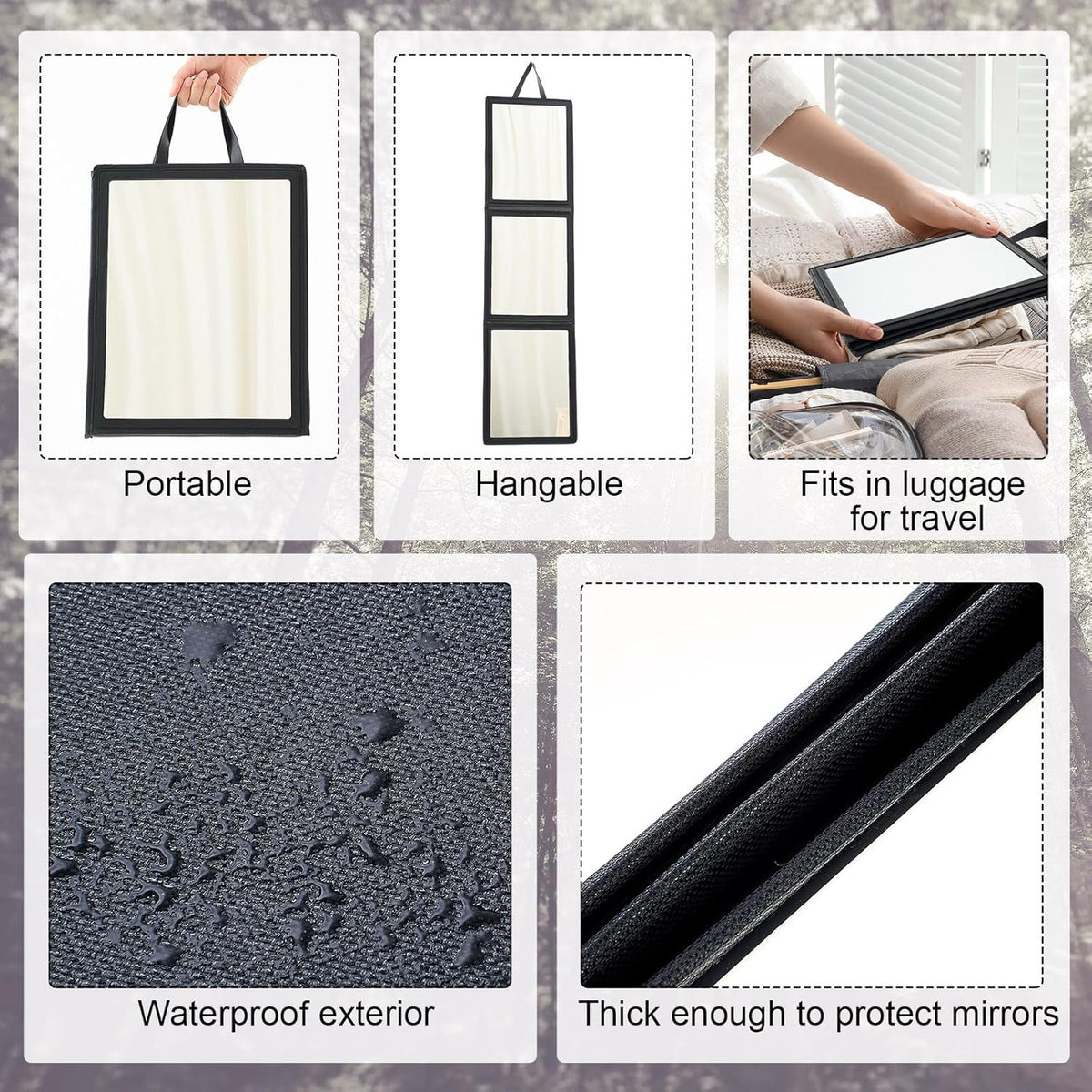 Full Length Travel Mirror - Foldable, Portable Shatterproof Full Body Mirror