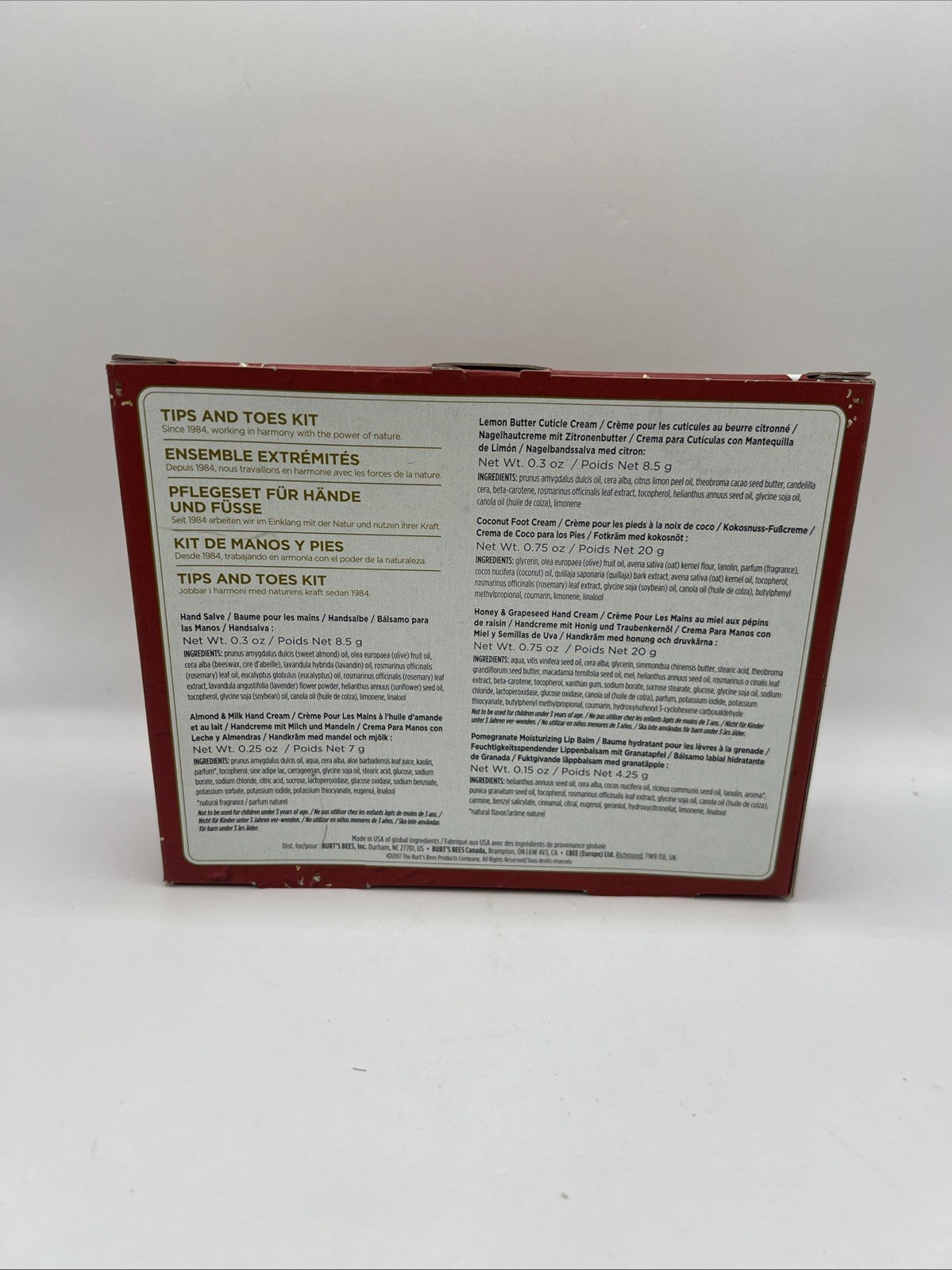 Burt's Bees Tips and Toes Kit Foot and Hand Cream Set - 6 Pieces