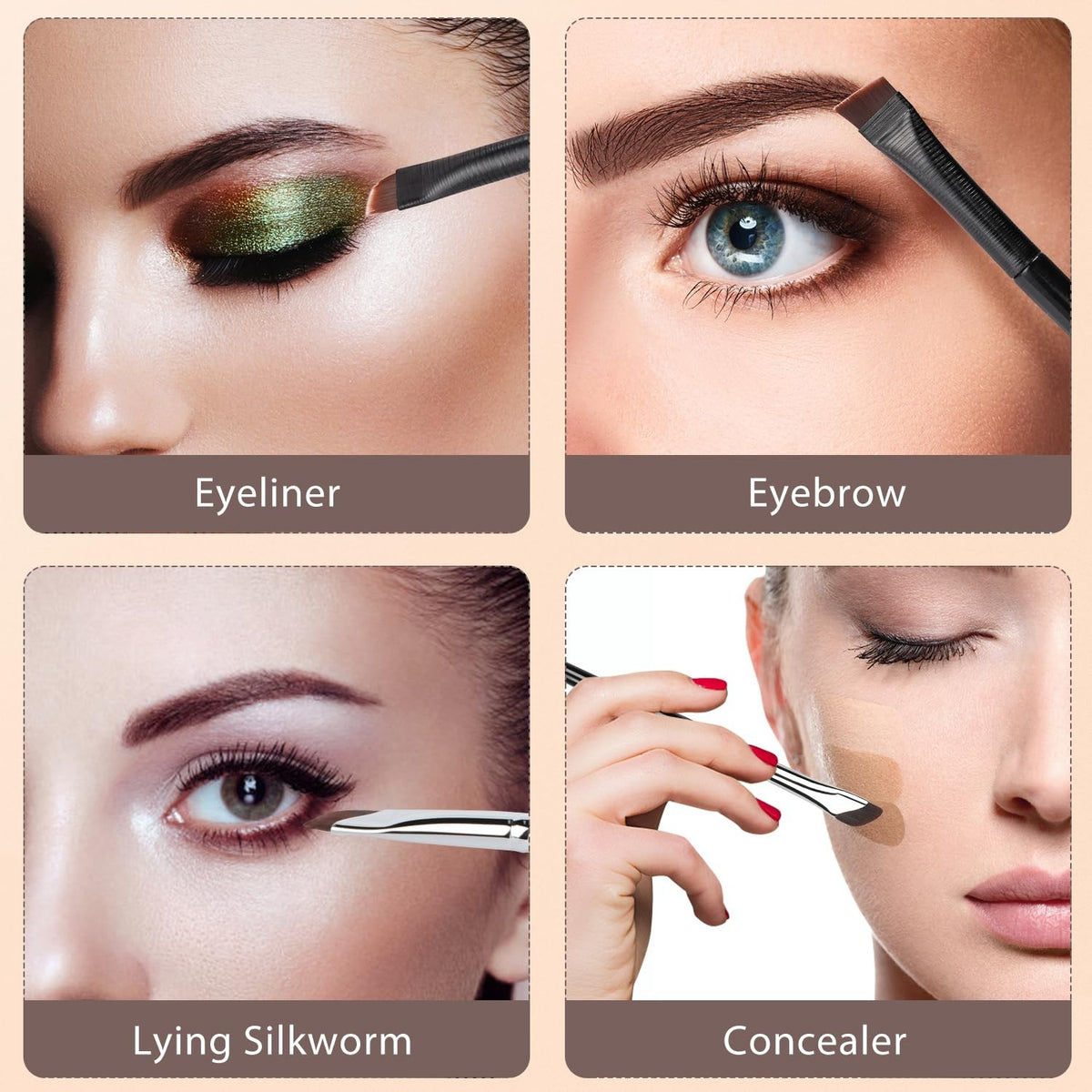 5-Piece Fine Angled Eyeliner Brushes Set - Precision Makeup Tools