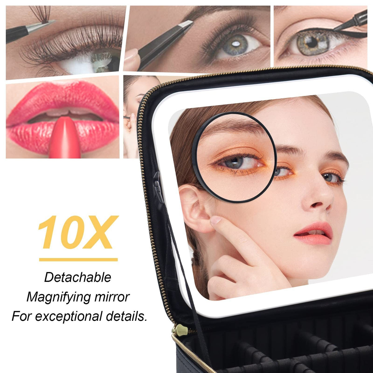 Travel Makeup Bag with Lighted Mirror & Adjustable Brightness - Leopard