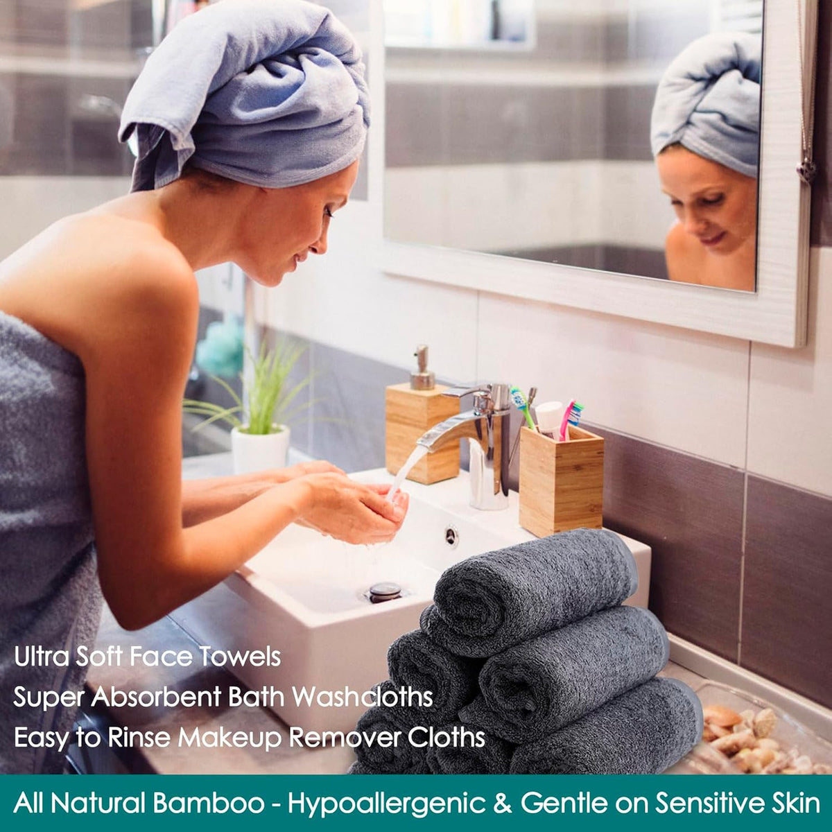 Reusable Facial Cleansing Cloths 6 Pack - Soft Skin-Friendly Towels for Sensitive Skin