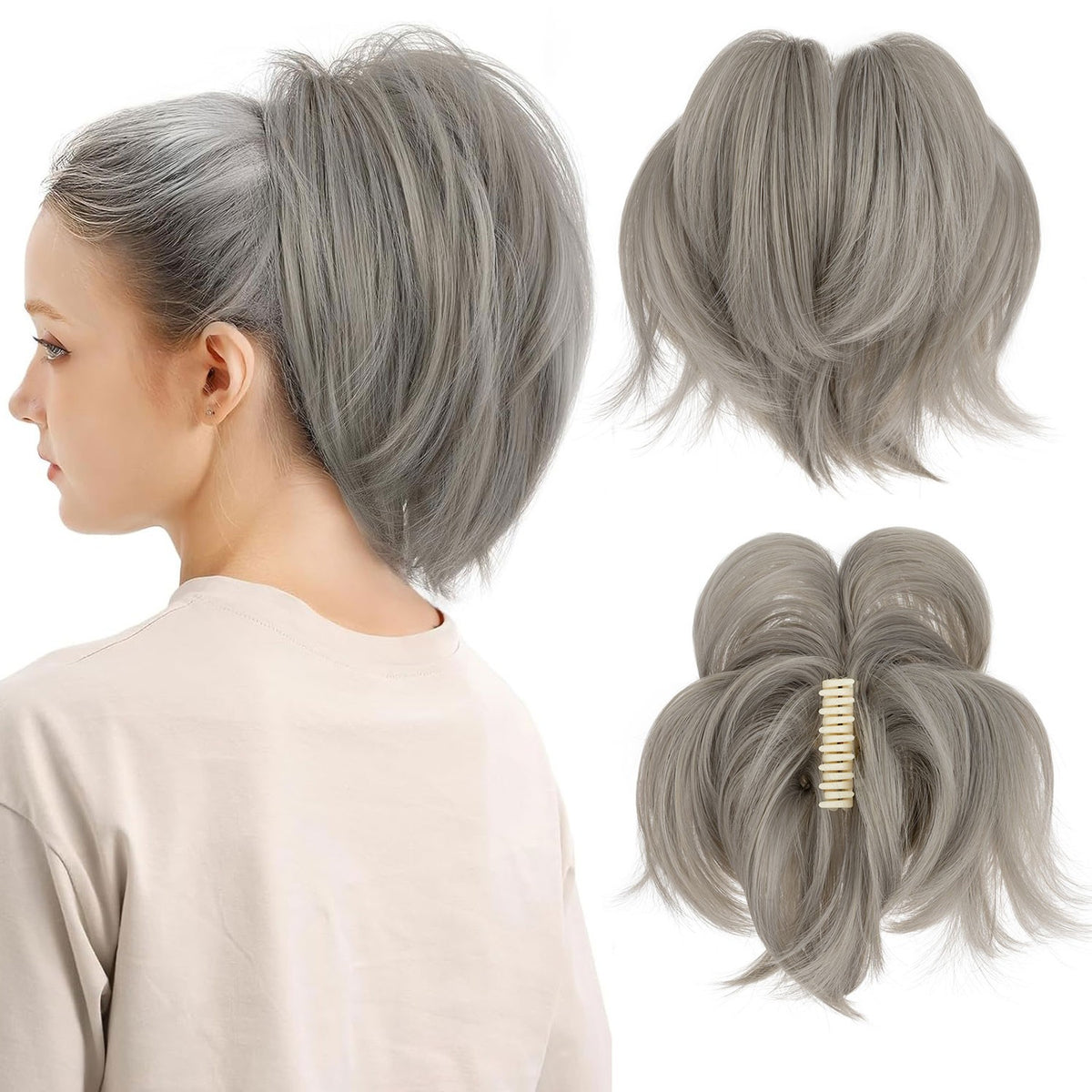 Thick 95G Clip-In Ponytail Hair Extensions - Curly Wavy Natural Look