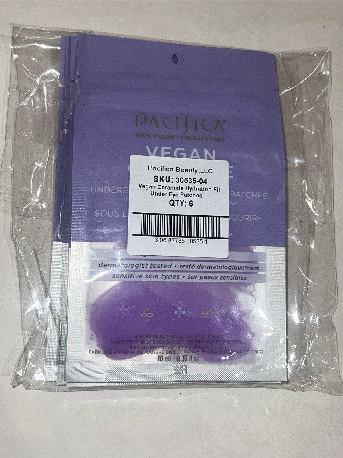 Pacifica Vegan Ceramide Undereye Jelly Patches for Smile Lines - 6 Pack