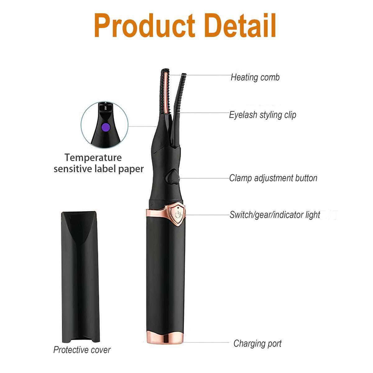 Rechargeable Heated Eyelash Curler with USB Charging and 3 Temperature Settings