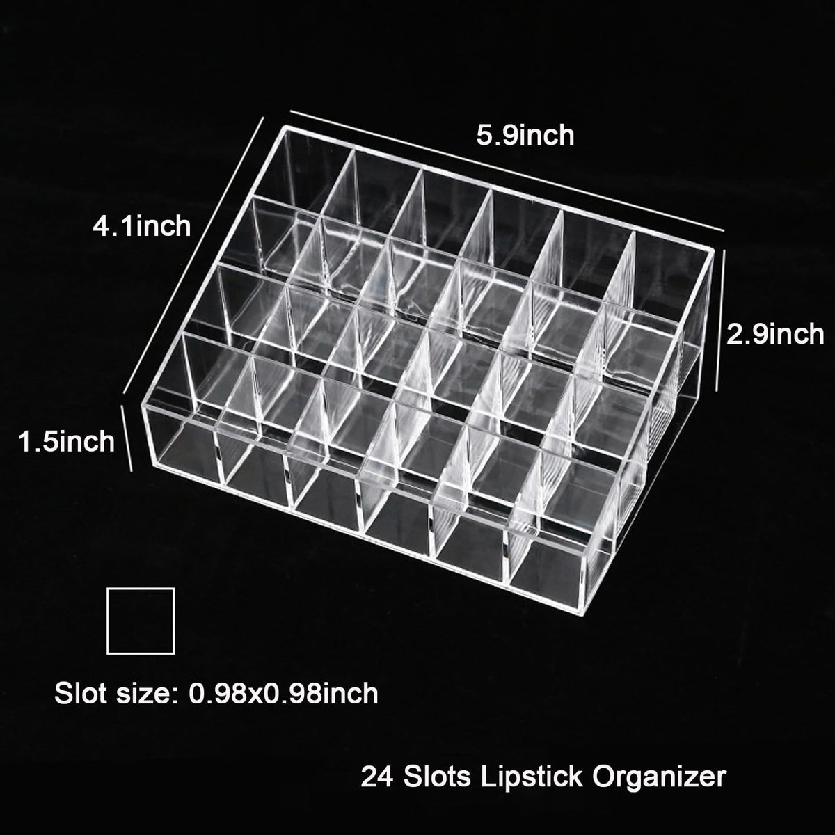 Clear Plastic Lipstick & Makeup Organizer with 24 Slots for Lip Gloss Perfume