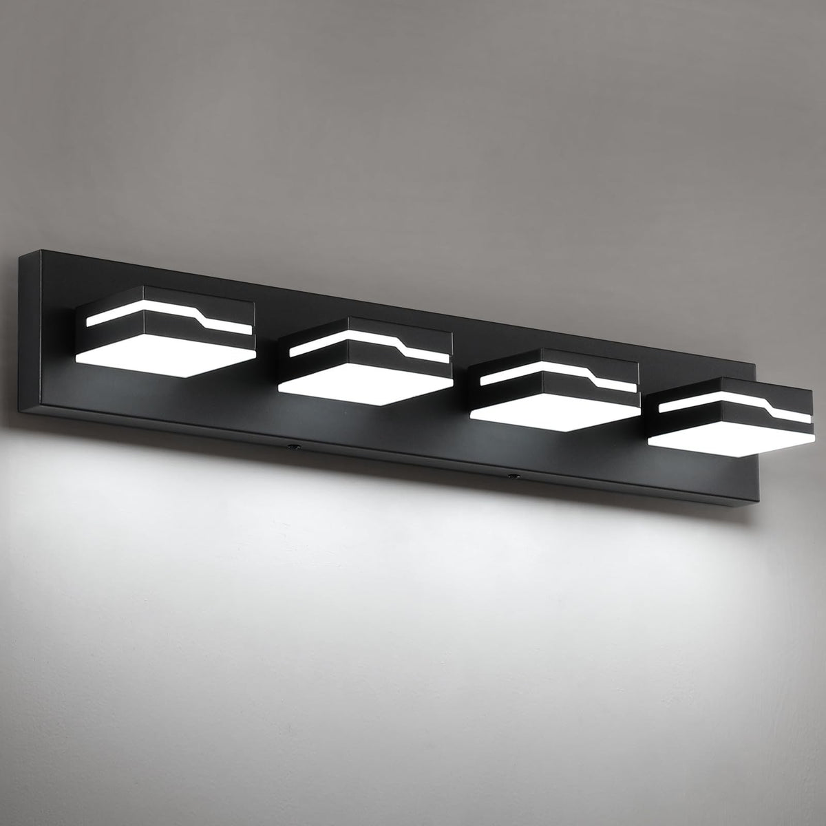 4-Light Dimmable Bathroom Vanity Light Fixture - Black Modern LED Over Mirror