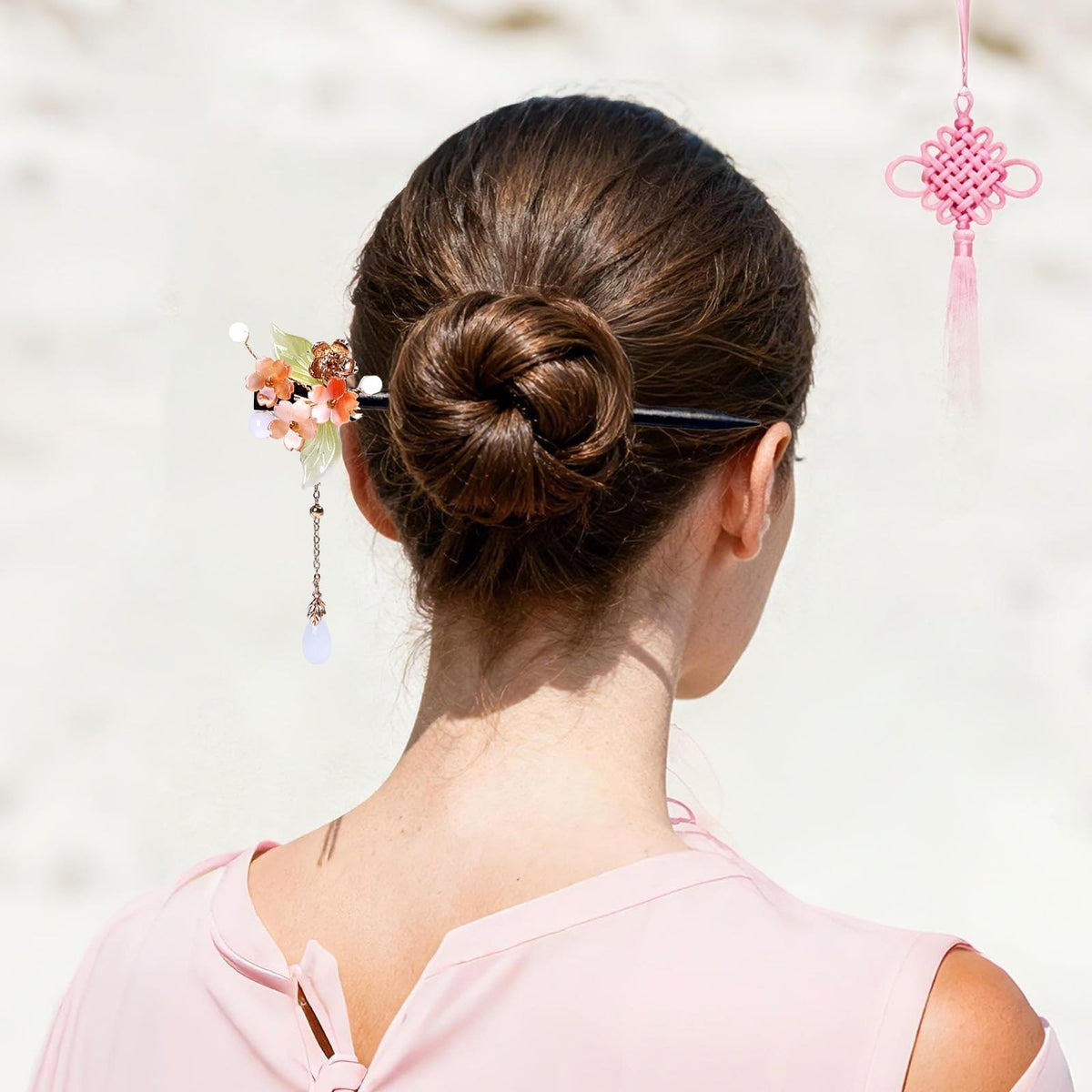 Earssa 8 PCS Wooden Hair Sticks Chinese Vintage Chopsticks Brown
