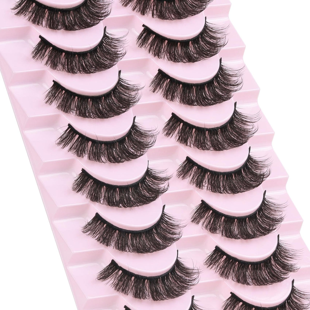 Russian Curl False Eyelashes 10 Pairs Vegan Wispy Strip Lashes for Makeup & Cosplay