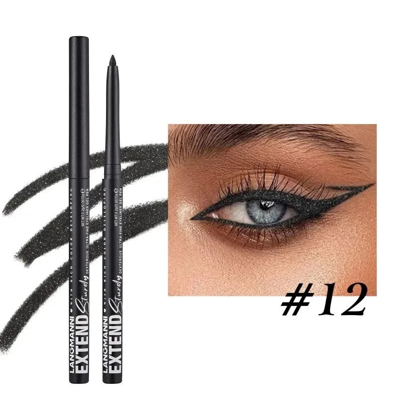Waterproof Gel Eyeliner Pencil - Long Lasting, Quick Drying, 12 Color Set