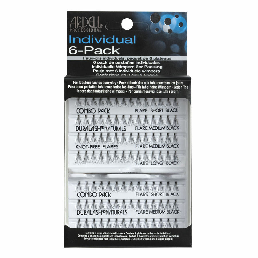 Knot-Free Individual False Eyelashes 6 Pack - Natural, Waterproof, Easy to Apply