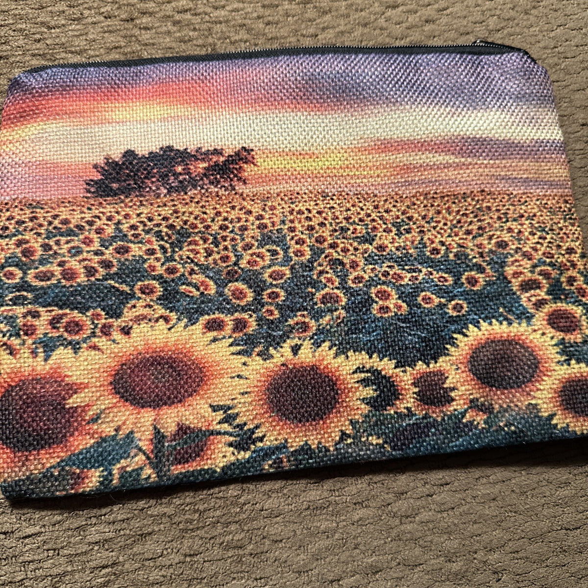 Colorful Sunflowers Fabric Makeup Bag Water Resistant Gift-Ready