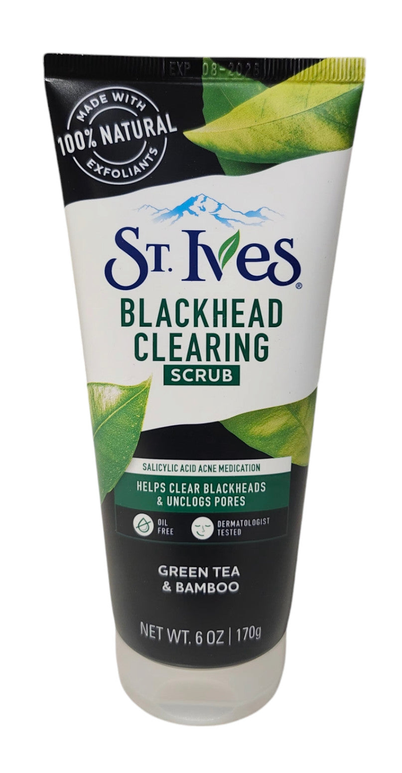 NEW St. Ives Blackhead Clearing Face Scrub Unclogger, Green Tea 6 oz