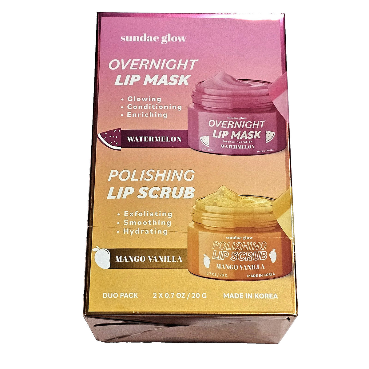 Watermelon Lip Mask & Lip Scrub Set - Overnight Hydrating Lip Care