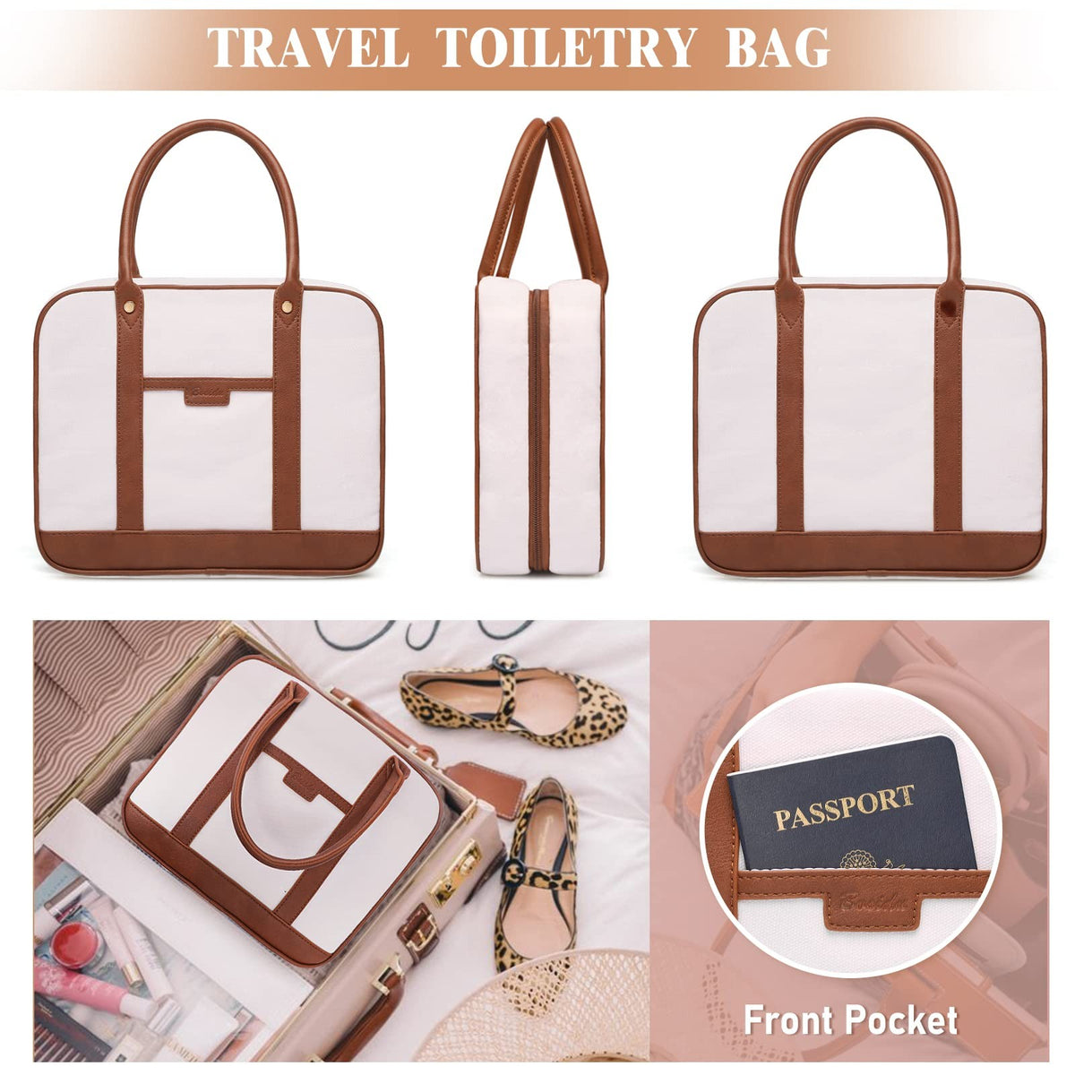 Large Capacity Hanging Travel Toiletry Bag with 4 Compartments & Hook