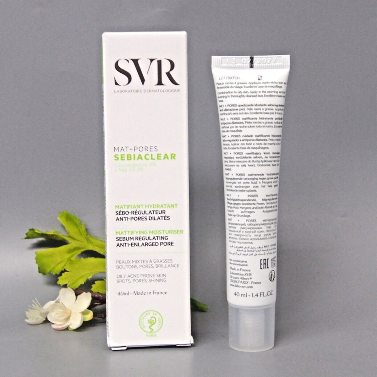 Sebiaclear Mat Plus Pores Cream for Oily Skin - 1.4oz / 40ml, Matte Finish