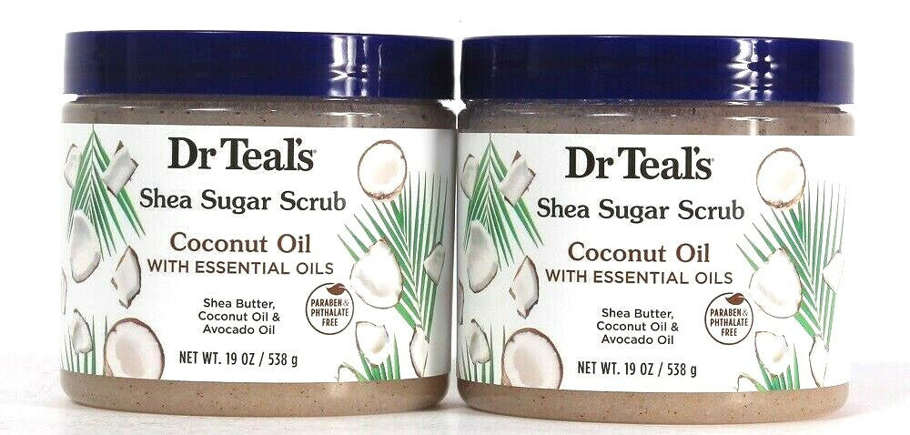 Coconut Oil Shea Butter Sugar Scrub - 19 Oz 2 Pack for Soft Skin