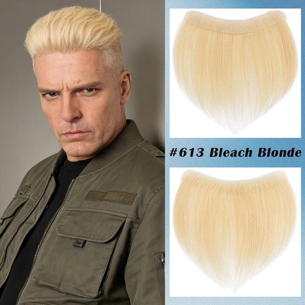 Mens Forehead Hairline Toupee Human Hair Replacement System Front Piece Wig