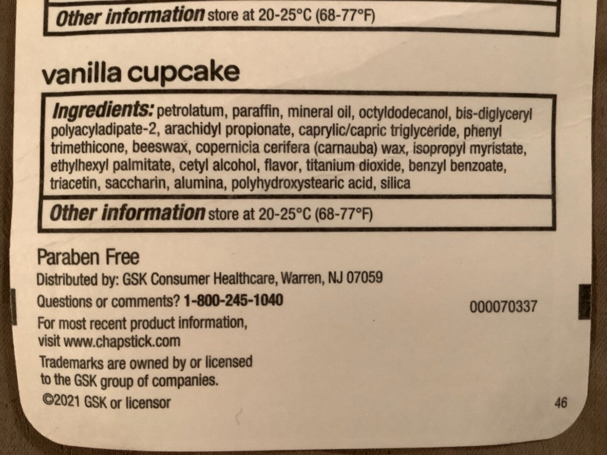 Set of 4 Sealed Vanilla Cupcake Lip Balm Tubes - 0.15 Oz Each