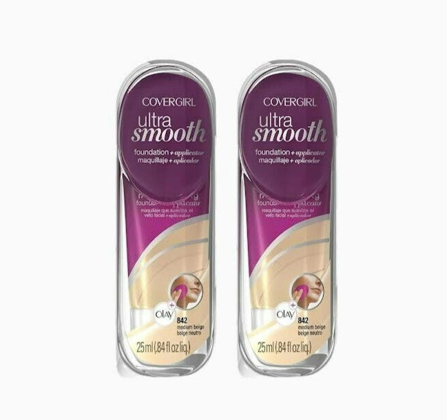 CoverGirl Ultra Smooth Foundation Medium Beige 842 - 2 Pack for Flawless Skin