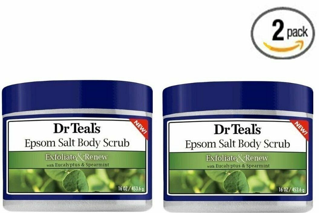 Eucalyptus & Spearmint Body Scrub - Exfoliating Epsom Salt 16 Oz Pack of 2