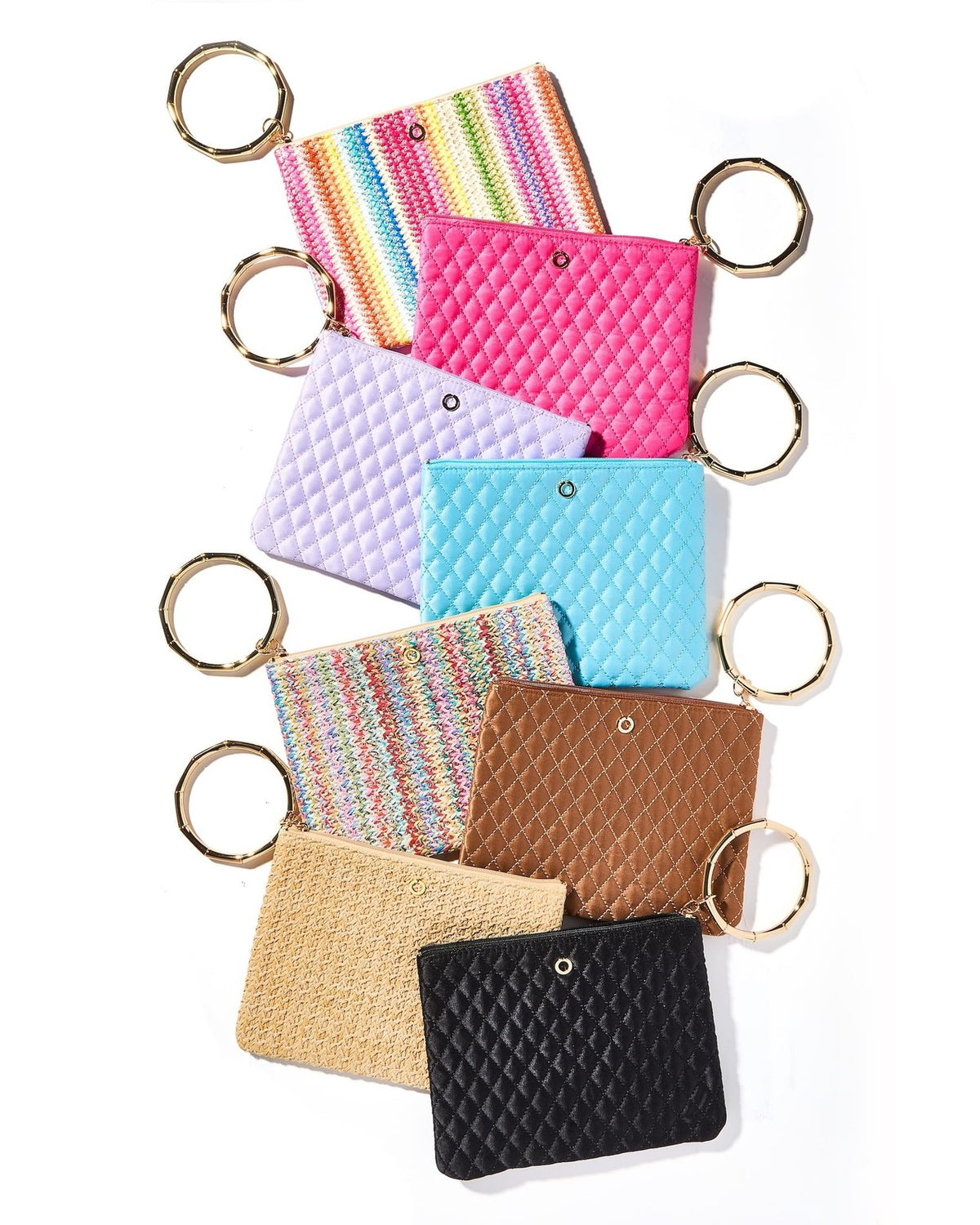 Lavender Bracelet Pouch Clutch Bag with Bamboo Bangle - Women's Wristlet