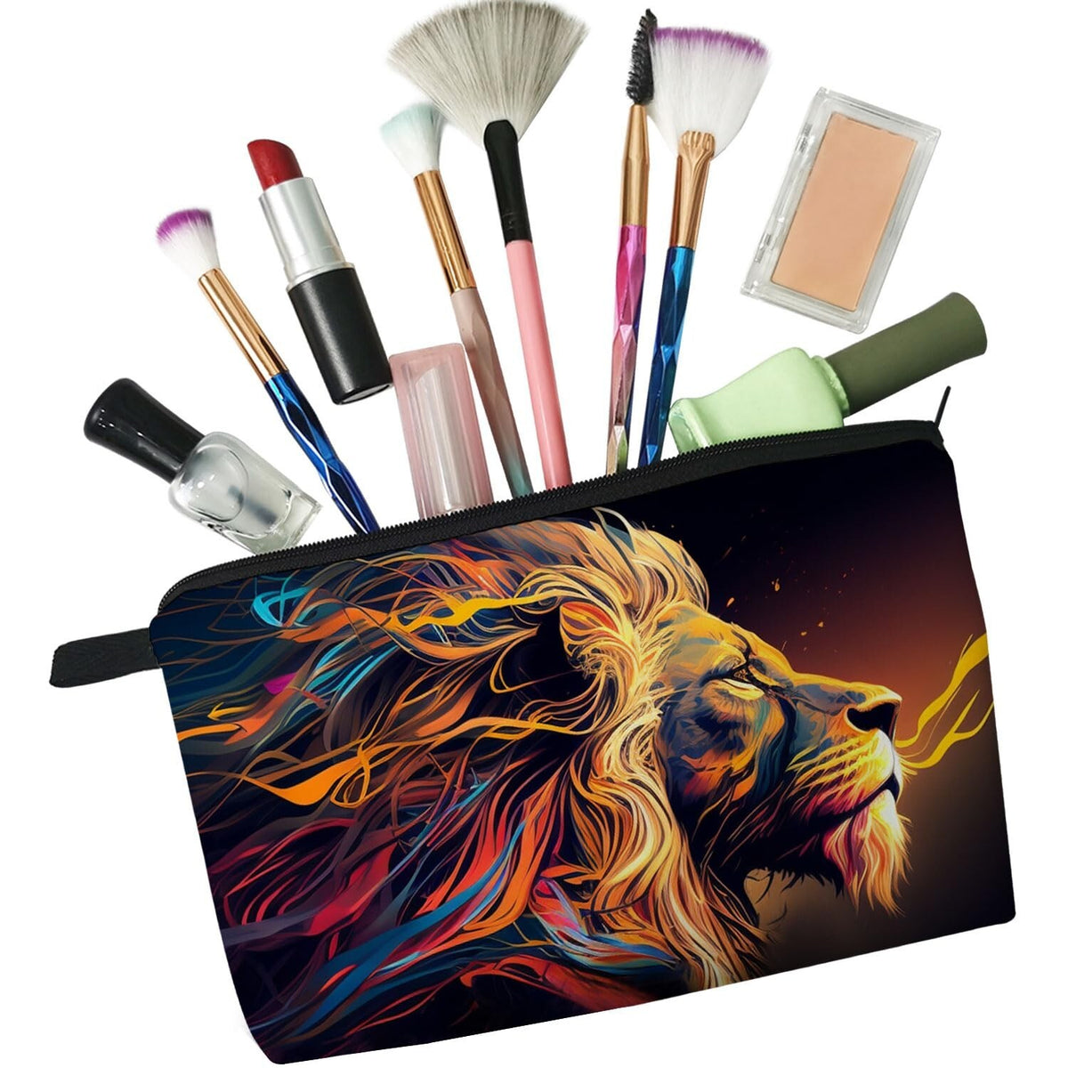 Lion Makeup Bag Small Travel Cosmetic Organizer Zipper Pouch for Women & Girls