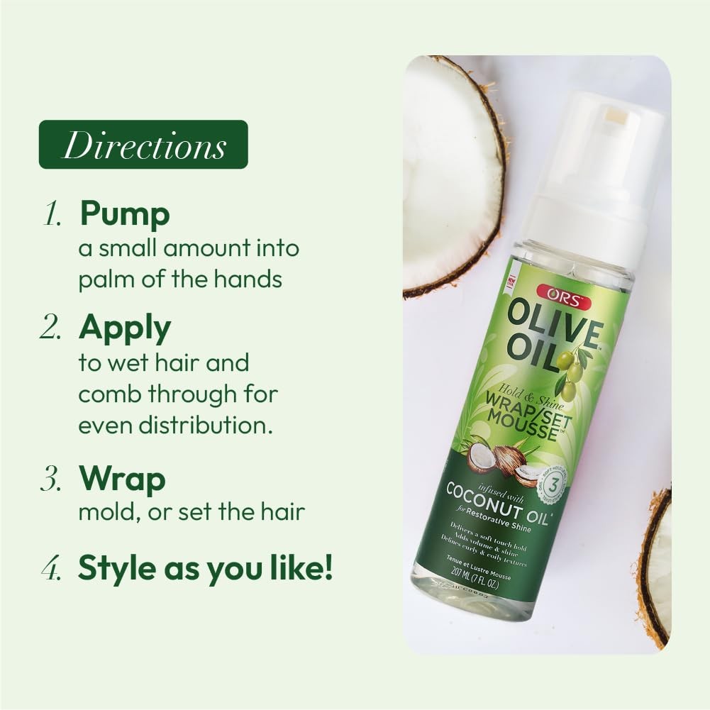 Olive Oil Hair Mousse for Shine & Hold - Nourishing Styling Foam 7oz