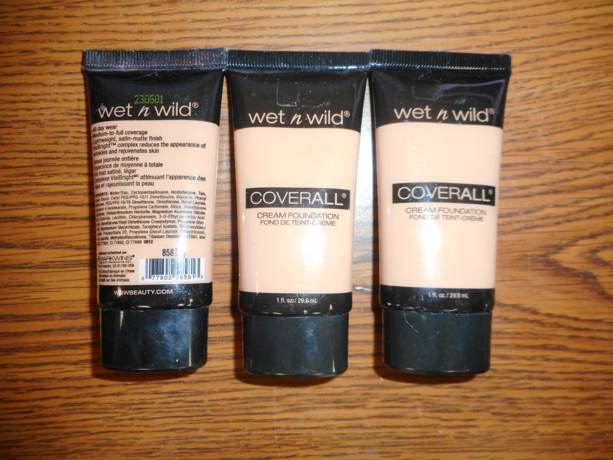 Set of 3 Wet N Wild Coverall Cream Foundation 1oz Tan - Sealed