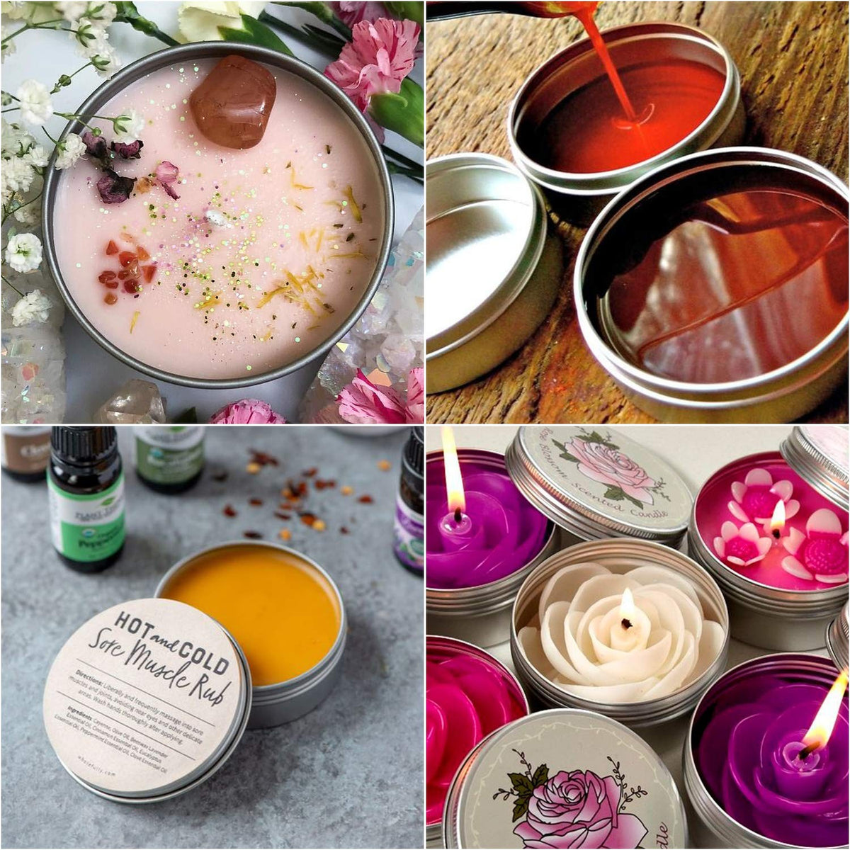 36 Pack 4oz Aluminum Candle Tins with Screw Lids - Round Metal Storage Containers