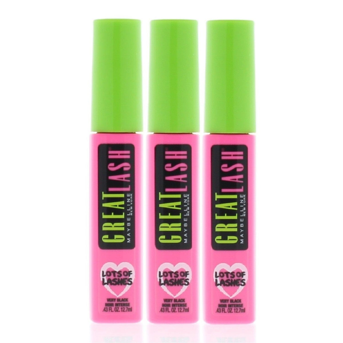 Maybelline Great Lash Lots of Lashes Mascara - Very Black 0.43oz 3-Pack