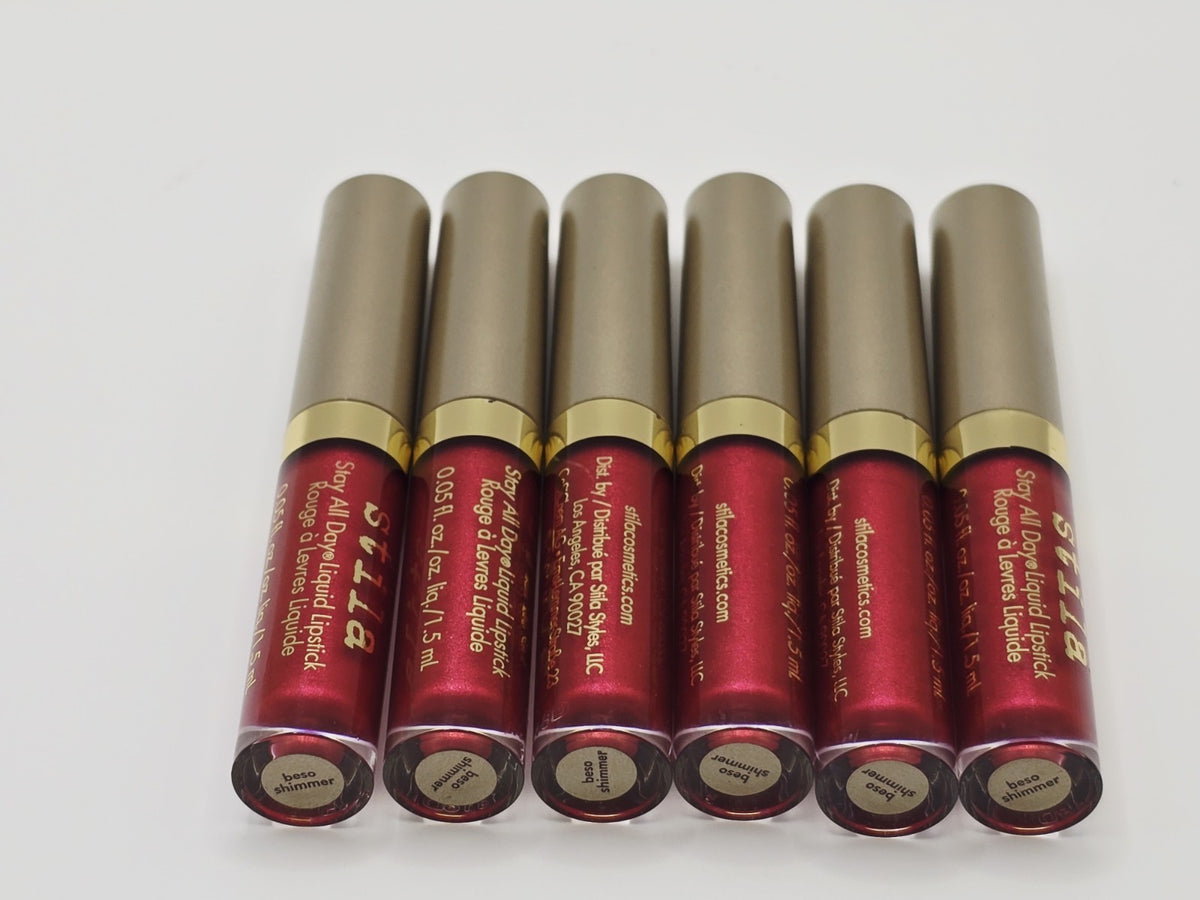 6-Pack Liquid Lipstick Set - Shimmer Finish, Travel Size, Long-Lasting