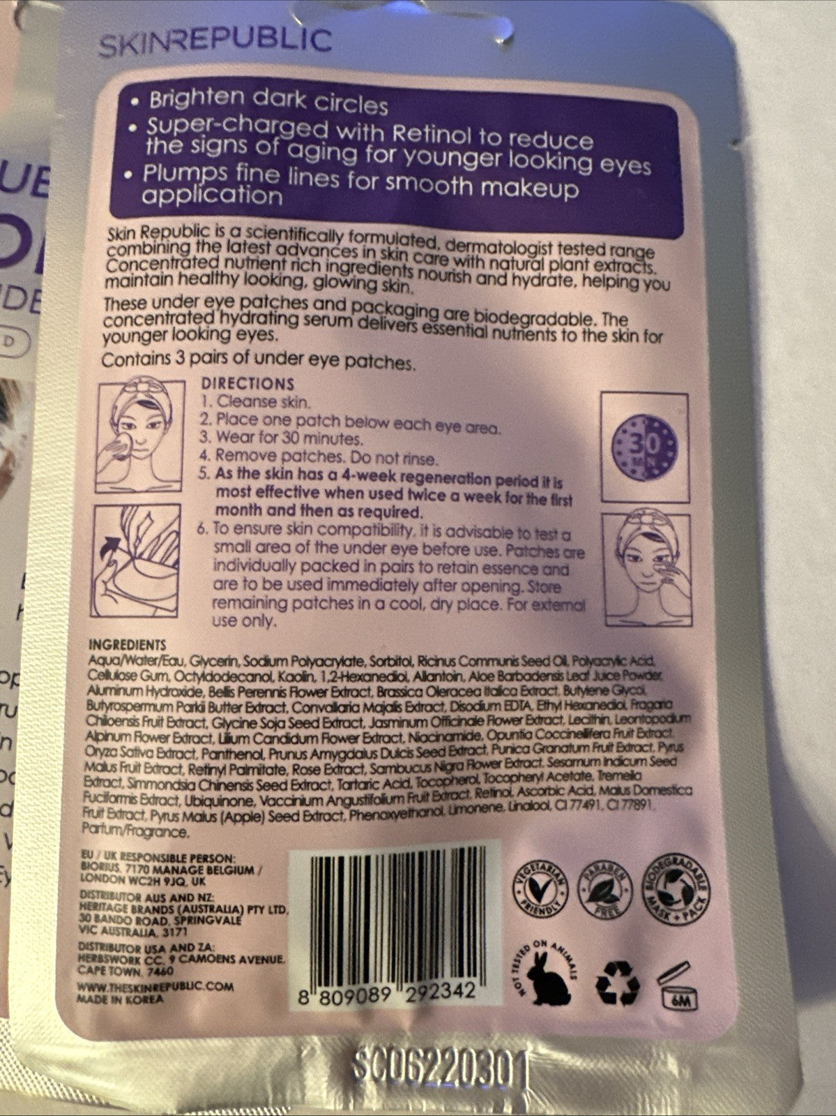Hydrogel Under Eye Patches with Retinol for Deep Wrinkles - Skin Care Set