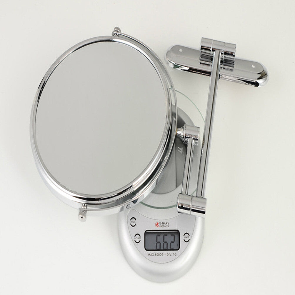 Extending 8-Inch Double-Sided Wall-Mount Makeup & Shaving Mirror with 10X Magnification