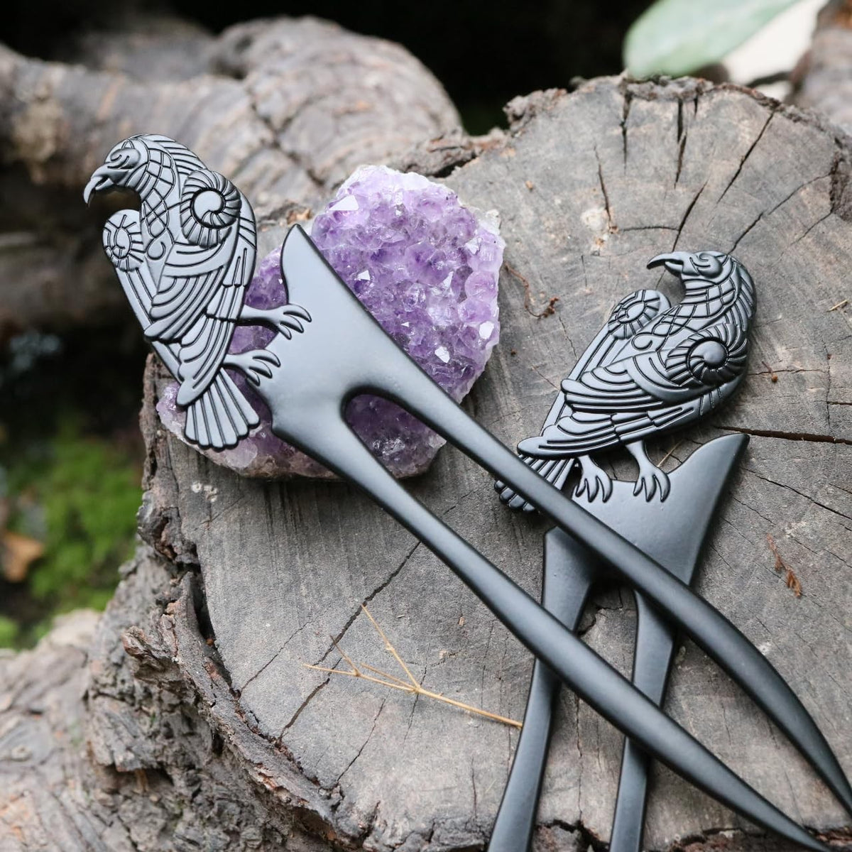 2pack U Shaped Viking Raven Metal Hair 1 Count (Pack of 2),