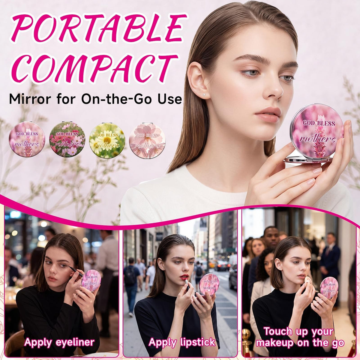 Mini Christian Compact Mirrors Set - 12 Gift Bulk Portable Two-Sided Mirrors