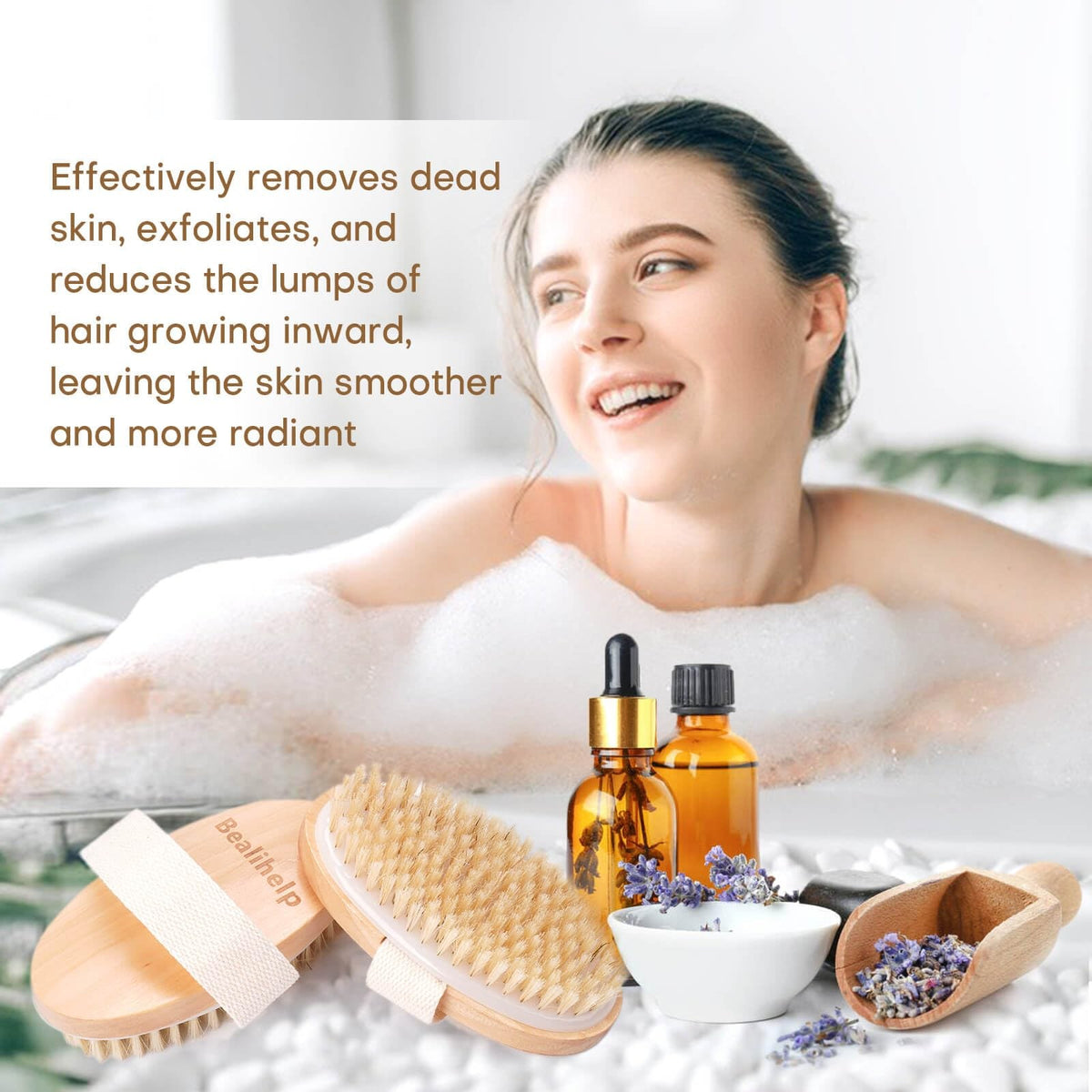2 Pack Dry Brushing Body Brush, Natural Bristle Exfoliating Brush